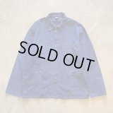 【L/XL】ドイツ ユーロワーク HBT ジャケット カバーオール ブルー■ビンテージ オールド ヨーロッパ古着 コットン フェード フレンチ