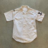 【S/M】60s 米軍実物 USN オールコットン 半袖シャツ 白■ビンテージ オールド レトロ アメリカ古着 ミリタリー 海軍
