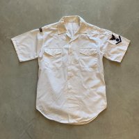 【S/M】60s 米軍実物 USN オールコットン 半袖シャツ 白■ビンテージ オールド レトロ アメリカ古着 ミリタリー 海軍