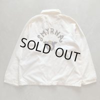 【M/L】難有り 80s USA製 フリーメイソン チェーン刺繍 ナイロン コーチジャケット 白■ビンテージ アメリカ古着 シュライン 秘密結社