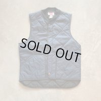 【M/L】USA製 CABOOSE ジップアップ 中綿キルティングベスト ネイビー 紺無地■ビンテージ オールド アメリカ古着 インナーベスト
