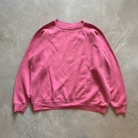 【M/L】80s-90s UNKNOWN ラグランスウェット ピンク 無地■ビンテージ オールド アメリカ古着 USA製 トレーナー レディース