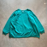 【3XL/4XL】USA製 HANES ラグランスウェット グリーン 青緑 無地■ビンテージ アメリカ古着 90s へインズ トレーナー ビッグサイズ