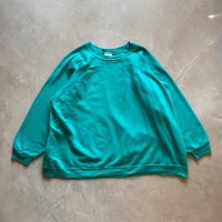 【3XL/4XL】USA製 HANES ラグランスウェット グリーン 青緑 無地■ビンテージ アメリカ古着 90s へインズ トレーナー ビッグサイズ