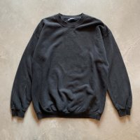 【L】UNKNOWN セットインスリーブ スウェット ブラック 黒無地■ビンテージ オールド アメリカ古着 フェード トレーナー 90s