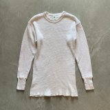 【M(XS or Ladies)】Hanes ハニカム サーマルシャツ 白■ビンテージ アメリカ古着 アンダーウェア インナー ロンT 80s ヘインズ