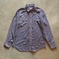 【L】80s USA製 Levi's 長袖シャツ ギンガムチェック 白×紺■ビンテージ オールド レトロ アメリカ古着 リーバイス 綿ポリ