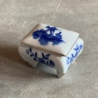 【3.6cm×4.7cm×3.7cm】オランダ ロイヤルデルフト 風車 小物入れ 陶器 ■ビンテージ アンティーク インテリア アクセサリーケース