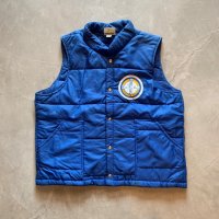 【XL】USA製 80s ナイロン 中綿ダウンベスト レーシング ブルー 青■ビンテージ オールド レトロ アメリカ古着 ビッグサイズ