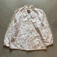 【L/XL】Christopher&Banks 昆虫柄 フルジップ コットンジャケット 白■ビンテージ オールド アメリカ古着 総柄 蝶々 トンボ テントウムシ