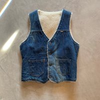 【Ladies or XS】70s NELSON 裏ボア デニムベスト サンフェード■ビンテージ オールド レトロ アメリカ古着 レディース ウエスタン ランチ