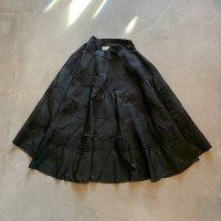 【W25】カナダ製 Classic Sportswear Inc. 刺繍入り ナイロン ロングスカート ブラック 黒■ビンテージ オールド レトロ レディース 古着