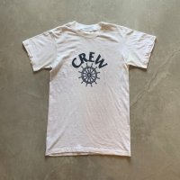 【Ladies】80s USA製 CHED(anvil) 舵輪 プリントTシャツ 白■ビンテージ アメリカ古着 レディース シングルステッチ マリン セーラー