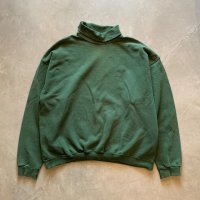 【XL】ボロ 90s USA製 TULTEX タートルネック スウェット グリーン 緑無地■ビンテージ オールド アメリカ古着 トレーナー ハイコットン