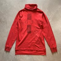 【M】2010s 米軍実物 USN タートルネック デッキクルーシャツ 赤■ビンテージ オールド アメリカ古着 ミリタリー ロンT ステンシル