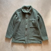 【L】USA製 404-WEST パイルフリース シャツジャケット セージグリーン■ビンテージ オールド アメリカ古着 片ポケ