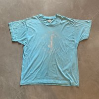 【L/XL】80s USA製 GIDDYUPPIE ヤッピー 馬 プリントTシャツ 水色■ビンテージ オールド アメリカ古着 シングルステッチ