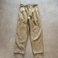 【W30】70s イタリア軍 2タック コットン チノパンツ カーキ■ビンテージ オールド ヨーロッパ古着 ユーロミリタリー チノパン No.2