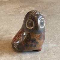 【12.2cm】メキシコ製 トナラ焼き フクロウ オブジェ ドール■ビンテージ アンティーク インテリア アメリカ雑貨 メキシカン 置物 陶器
