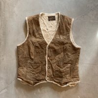 【M/L】70s Altman 裏ボア パッチワーク スエードレザーベスト ブラウン 茶系■ビンテージ レトロ アメリカ古着 ウエスタン ランチ
