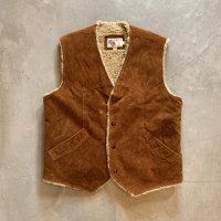 【L】メキシコ製 SILTON 裏ボア スエードレザーベスト ブラウン 茶系■ビンテージ レトロ アメリカ古着 ウエスタン ランチ 70s-80s