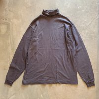 【XL】90s USA製 FRUIT OF THE LOOM タートルネック 長袖Tシャツ グレー■ビンテージ オールド アメリカ古着 フルーツ ロンT コットン