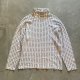 【Ladies or S】90s Woolrich タートルネック 長袖Tシャツ 白 総柄■ビンテージ アメリカ古着 レディース ロンT コットン ウールリッチ