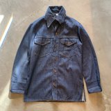 【S】70s SEARS ROEBUCKS バットダイデニム 長袖シャツジャケット■ビンテージ オールド レトロ アメリカ古着 シアーズ ローバックス