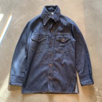 【S】70s SEARS ROEBUCKS バットダイデニム 長袖シャツジャケット■ビンテージ オールド レトロ アメリカ古着 シアーズ ローバックス