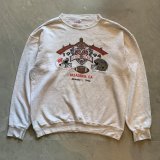 【XL】90s USA製 SANTEE ローズボウル プリントスウェット ライトグレー■ビンテージ オールド アメリカ古着 アメフト トレーナー