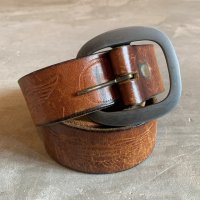 【W33〜W37】ESPINOZA ハーレーダビッドソン レザーベルト 茶色■ビンテージ アンティーク オールド アメリカ古着 MC 70s-80s バイカー