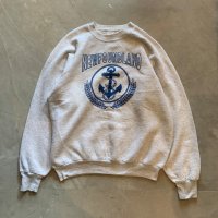 【L/XL】90s カナダ製 FRUIT OF THE LOOM アンカー プリントスウェット ライトグレー■ビンテージ アメリカ古着 錨 マリン トレーナー