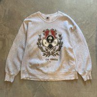 【L/XL】90s USA製 Lee リバースウィーブタイプ フラタニティ プリントスウェット グレー■ビンテージ アメリカ古着 スカル トレーナー
