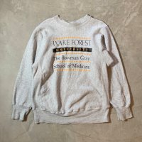 【L】90s College House リバースウィーブタイプ カレッジプリントスウェット ライトグレー■ビンテージ アメリカ古着 USA製 トレーナー