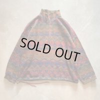 【XL】FIELD MASTER(SEARS) プルオーバーフリース 総柄■ビンテージ オールド アメリカ古着 90s シアーズ アウトドア ポケット付き