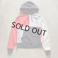 【M/L】Champion リバースウィーブ スウェットパーカー クレイジーパターン■アメリカ古着 チャンピオン トレーナー カレッジ