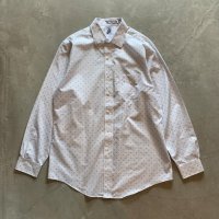 【L/XL】ブルックスブラザーズ REGENT 長袖シャツ 白×青 プリント総柄■ビンテージ オールド アメリカ古着