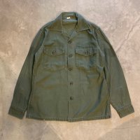 【L】70s 米軍実物 コットンサテン ユーティリティシャツジャケット オリーブ■ビンテージ オールド アメリカ古着 ミリタリー No.4