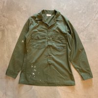 【M 15 1/2】80s 米軍実物 ユーティリティシャツジャケット オリーブ■ビンテージ オールド アメリカ古着 USN ミリタリー シービーズ No.1
