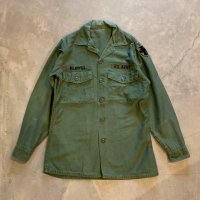 【S】70s 米軍実物 コットンサテン ユーティリティシャツジャケット オリーブ■ビンテージ オールド アメリカ古着 ミリタリー No.5