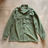 【L】70s 米軍実物 コットンサテン ユーティリティシャツジャケット オリーブ■ビンテージ アメリカ古着 OG-107 ミリタリー No.8