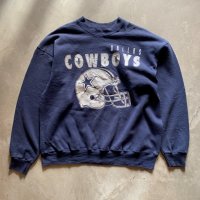 【XL】90s USA製 Hanes NFL ダラスカウボーイズ プリントスウェット ネイビー 紺■ビンテージ オールド アメリカ古着 トレーナー