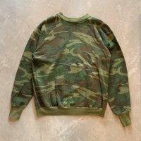 【L】80s USA製 Healthknit ラグランスウェット 迷彩 カモ柄■ビンテージ オールド アメリカ古着 ミリタリー トレーナー ヘルスニット