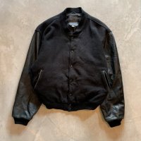 【2XL】USA製 Golden Bear 袖革×ウールスタジャン ジャケット ブラック 黒■ビンテージ オールド アメリカ古着 企業 ゴールデンベア