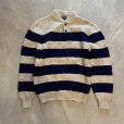 画像1: 【M/L】PECONIC BAY TRADERS ヘンリーネック ウールセーター 太ボーダー■ビンテージ オールド レトロ アメリカ古着 80s-90s ニット (1)