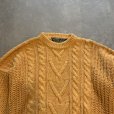画像2: 【M/L】90s HUNTING HORN ラミー×コットンニット セーター 黄色■ビンテージ オールド レトロ アメリカ古着 ケーブル編み