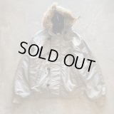 【L 42】USA製 SPIEWAK N-2Bタイプ リアルファー フライトジャケット シルバーグレー■ビンテージ アメリカ古着 90s スピワック