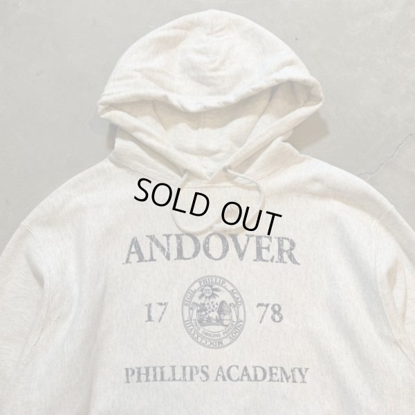 画像2: 【L/XL】Champion リバースウィーブ カレッジプリント スウェットパーカー ライトグレー■アメリカ古着 チャンピオン トレーナー