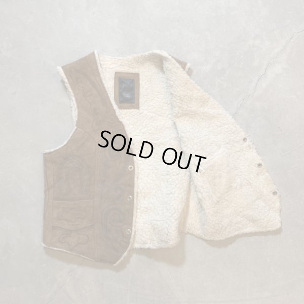 画像8: 【S/M】メキシコ製 馬×蹄鉄×サボテン 裏ボア スエードレザーベスト ブラウン 茶■ビンテージ アメリカ古着 ウエスタン ランチ 70s-80s