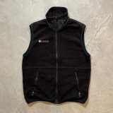 【S/M】USA製 Columbia フルジップ フリースベスト ブラック 黒■ビンテージ オールド レトロ アメリカ古着 90s コロンビア